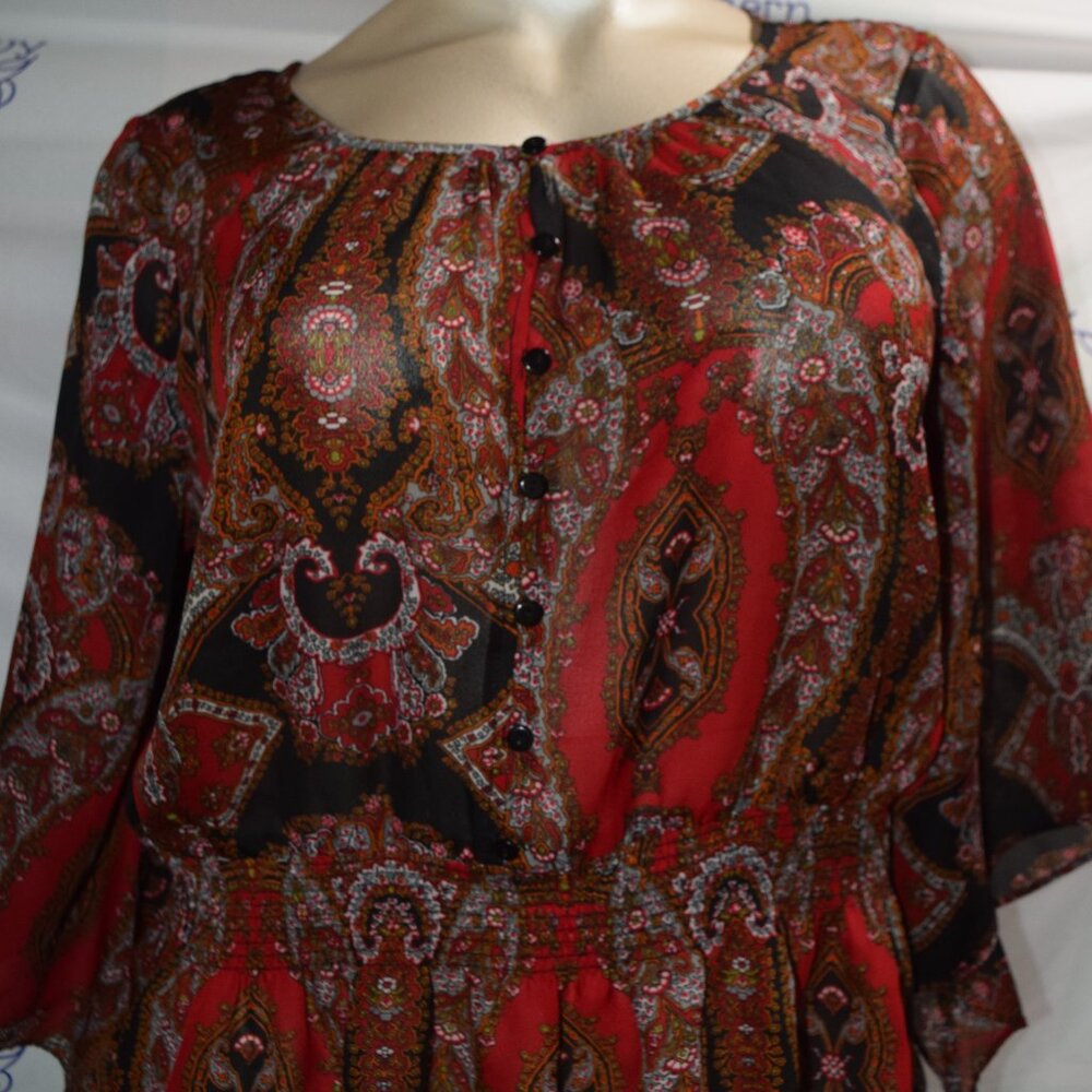 Cato Peasant Blouse, Paisley Pattern, Size 22/24W